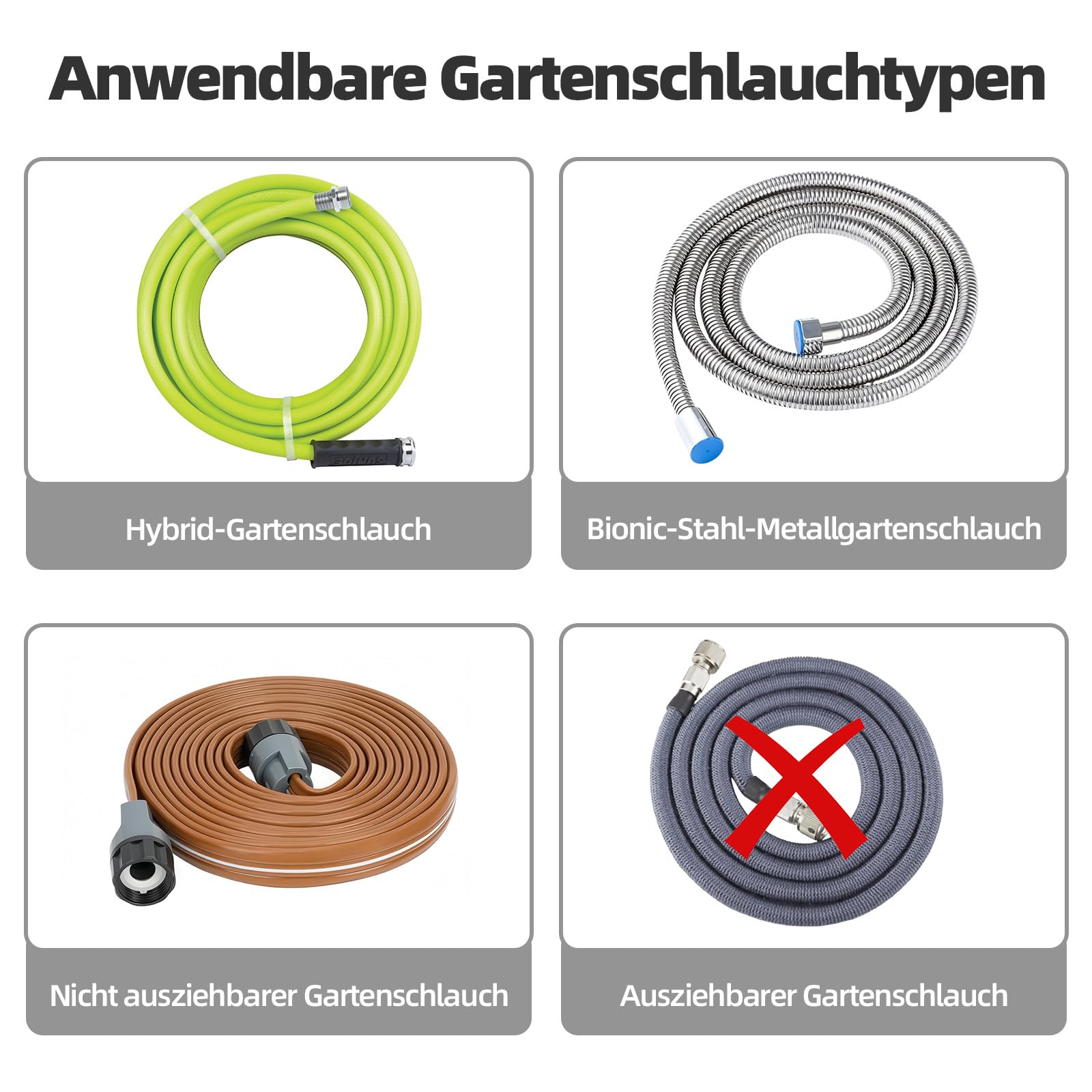 Gartenschlauch Schlauchtrommel für 25–30 m Schlauch (1/2 Zoll), wandmontierbar, tragbarer Schlauchhalter zur praktischen Aufbewahrung und Bewässerung
