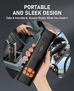 Tire Inflator Portable Air Compressor, 150PSI Air Pump for Car Tires, LED Light & Auto Shutoff, Cordless Electric Bike Tire Pump with Digital Pressure Gauge for Car, Motorcycle, Bicycle, Ball