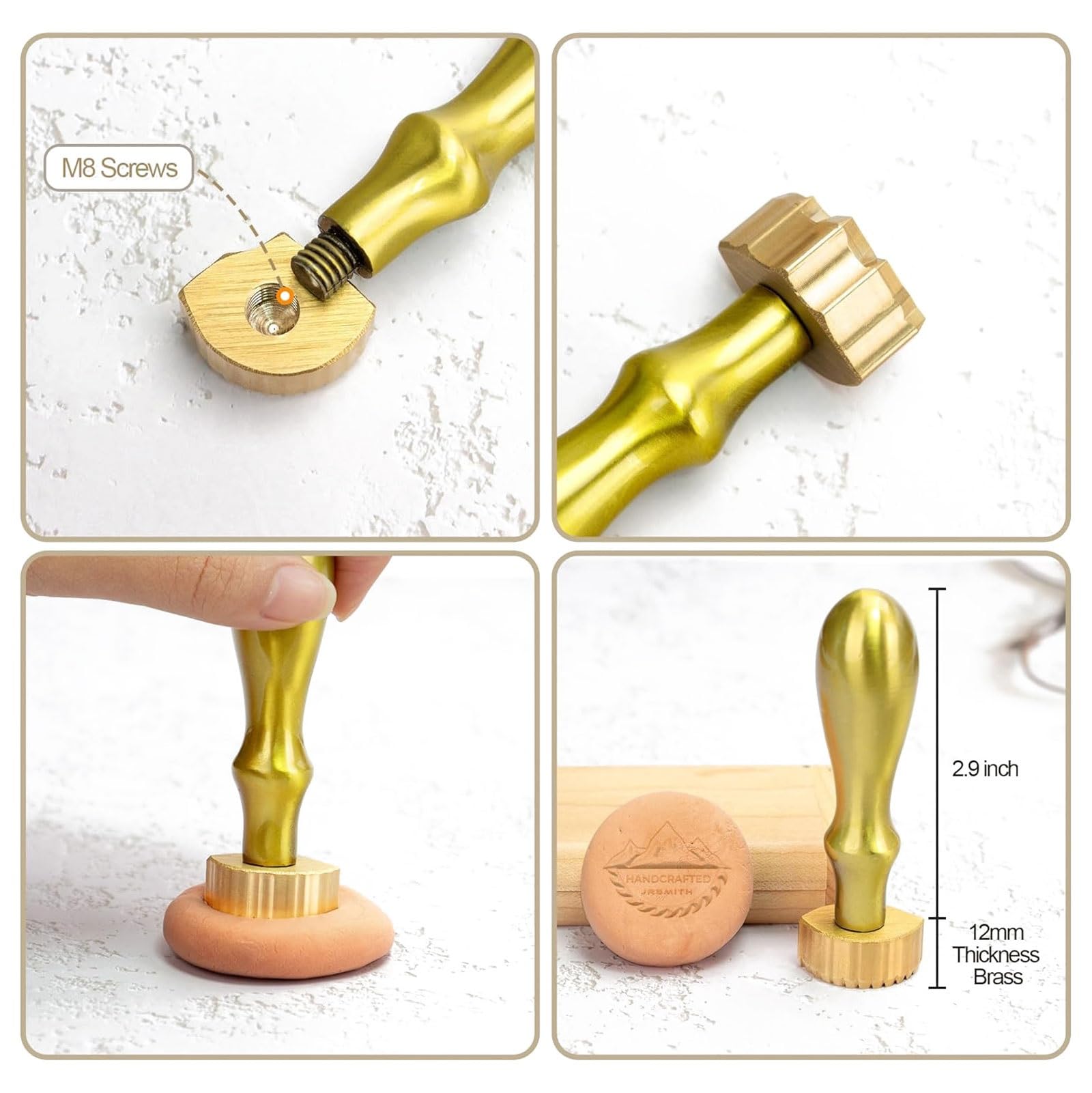 Timbri con lettere personalizzati, timbri personalizzati for sapone e ceramica con logo, timbri in argilla for la produzione di ceramiche Timbri con firma(4"x4")
