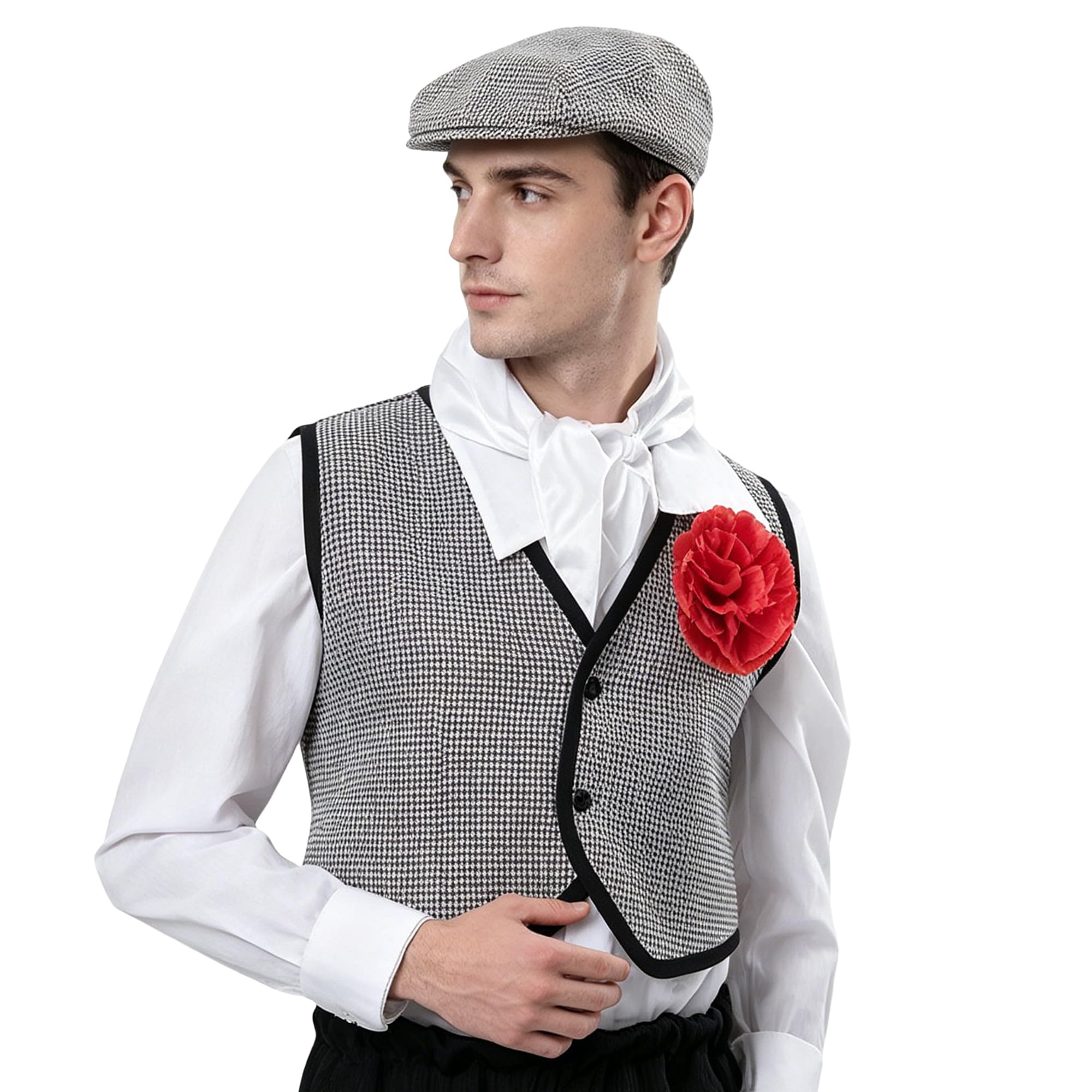 Wildarms Gorra Chulapo Cuadros Blanco y Negro – Boina Tradicional Madrileña para Disfraz Chulapo Hombre y Mujer, Accesorio Fiesta San Isidro Carnaval — view 2