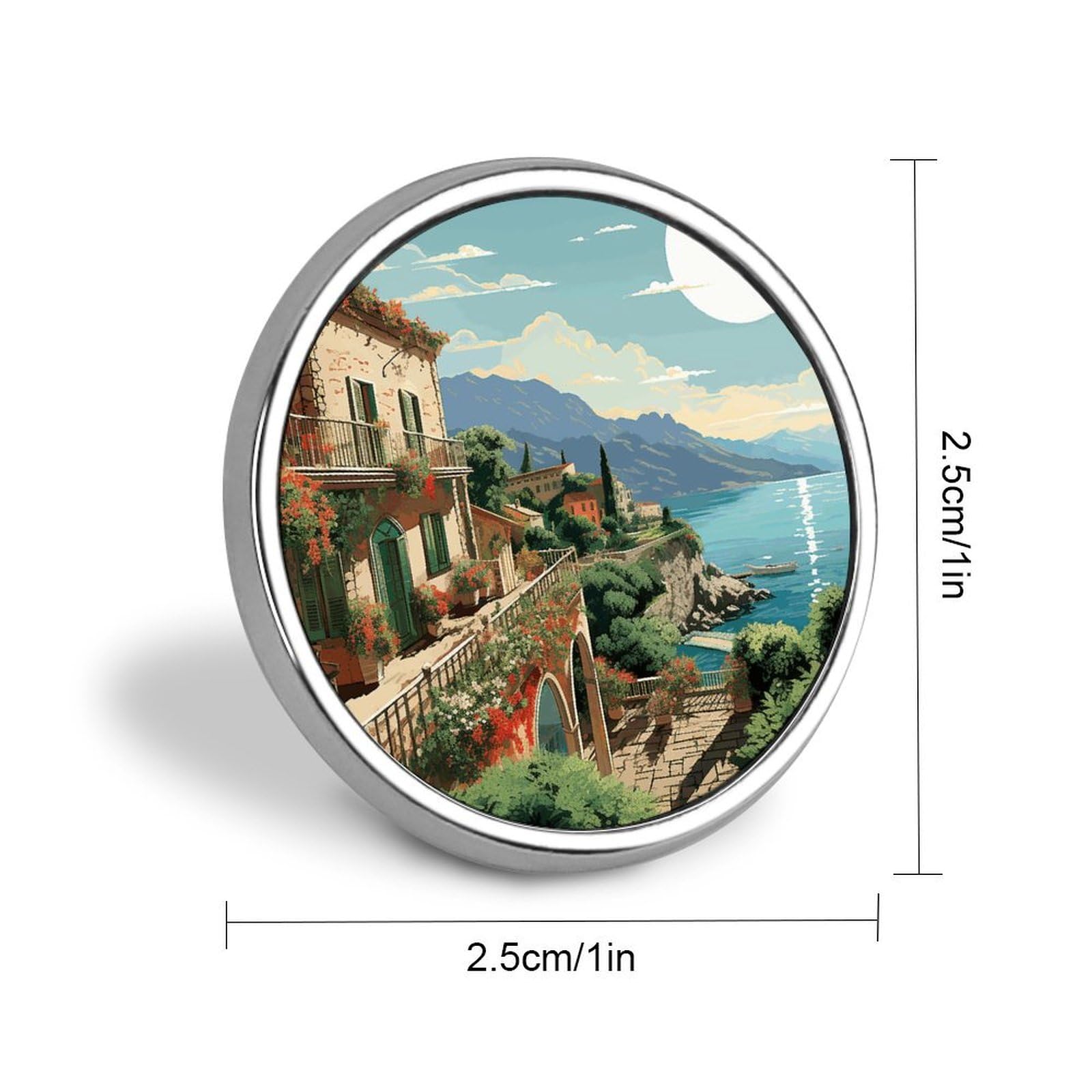 Aluminium Alloy Round Badge Brooch Pins for Men Mediterranean Summer Brooches Elegant Pin for Women Fashion Button Badges Brooch Badge for Hats Jackets Shirts