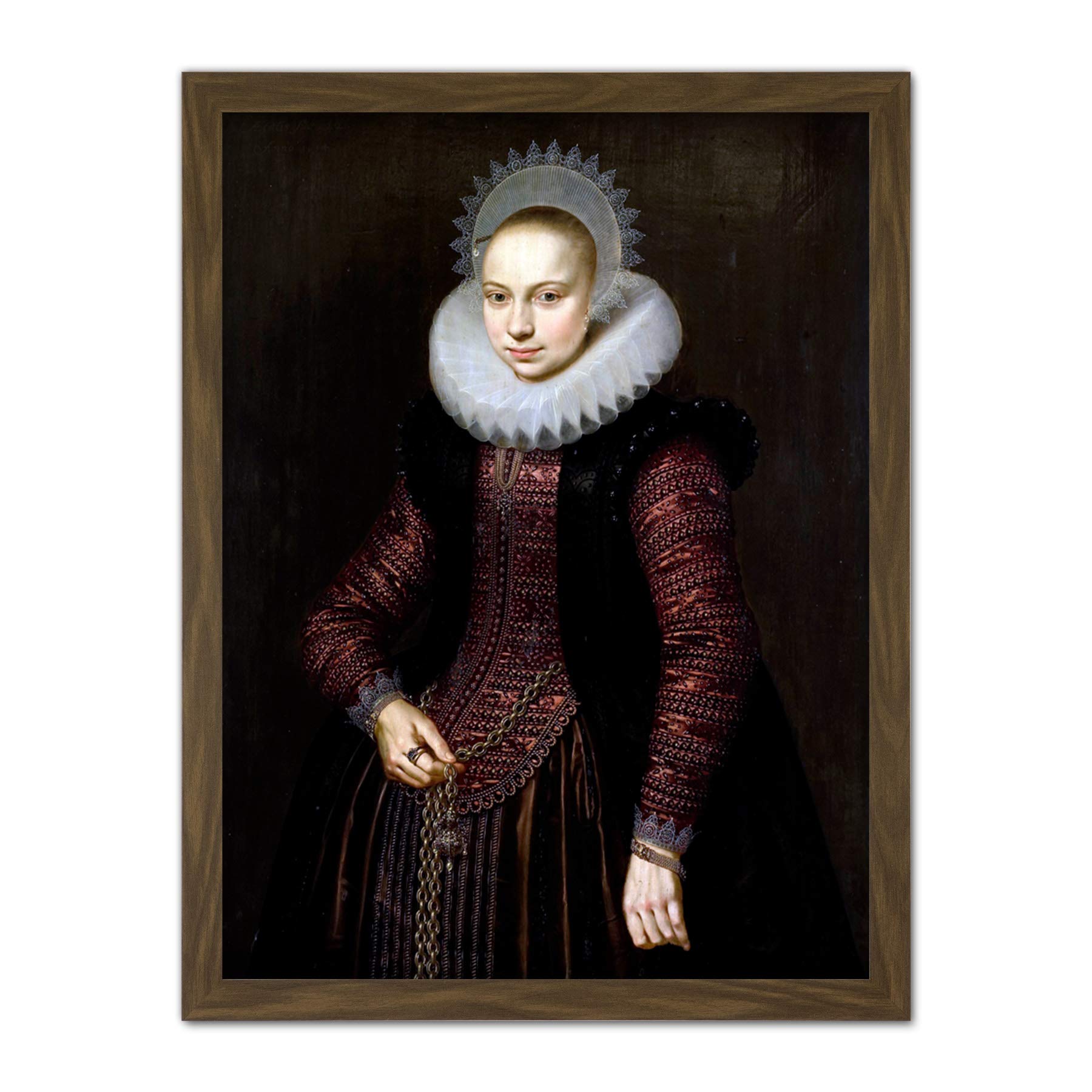 Artery8 Van Der Voort Portrait Girl Chain Painting Artwork Framed Wall Art Print 18X24 Inch