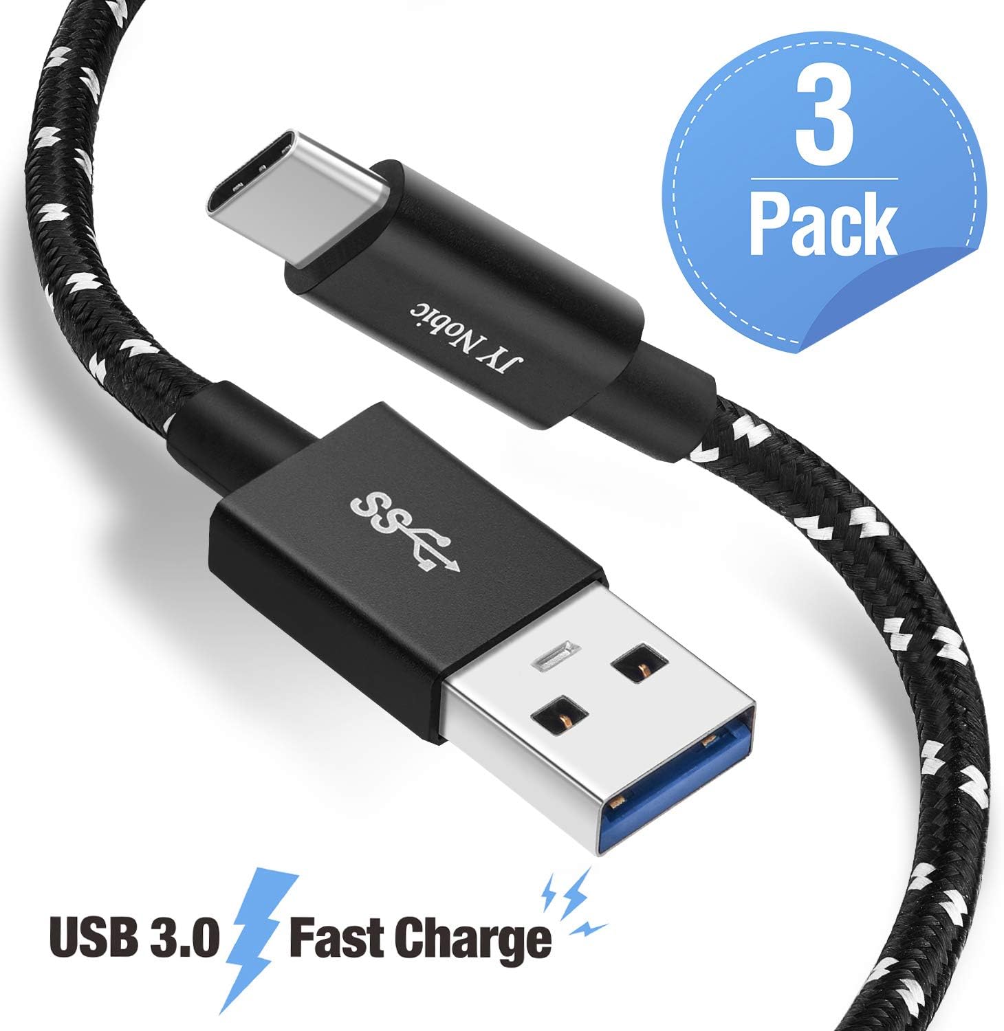 3 Pack USB C to USB A Cable (USB 3.0, 3ft/3ft/6ft)
