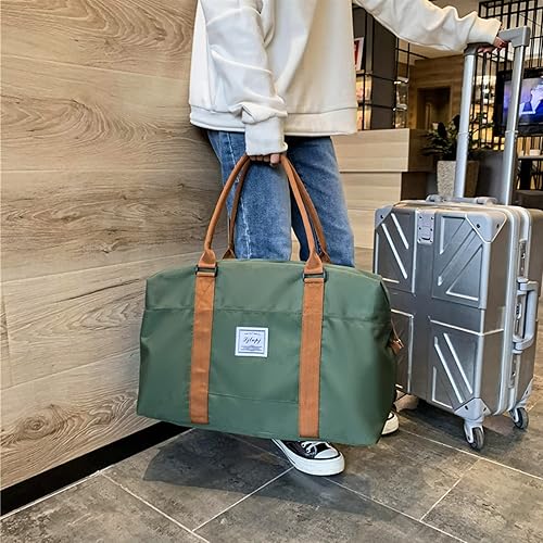 Miniatura 3 de KARRESLY Bolsa de viaje para mujer, bolsa de hombro para fin de semana, bolsa de deporte, gimnasio, bolsa de mano, impermeable, Y-Armgreen