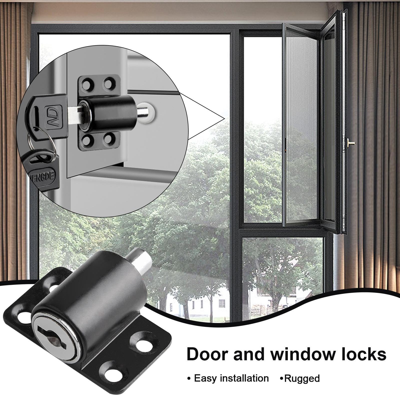 Cerradura de seguridad para ventana, Cerradura para puerta de ventana, de seguridad a prueba de niños para puerta corredera, Topes de ventanas para el hogar, cerraduras de puertas corrediz con llave — view 2