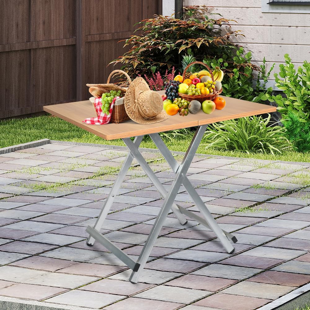 OHMG Gartentisch, klappbar, quadratisch, Perla, hoher Tisch, zusammenklappbar, Cocktail/Bistro/Stehtisch/Bar, klappbarer Tisch, Terrassenmöbel für den Garten, Außenbereich (60 x 60 x 52 cm - 1P)