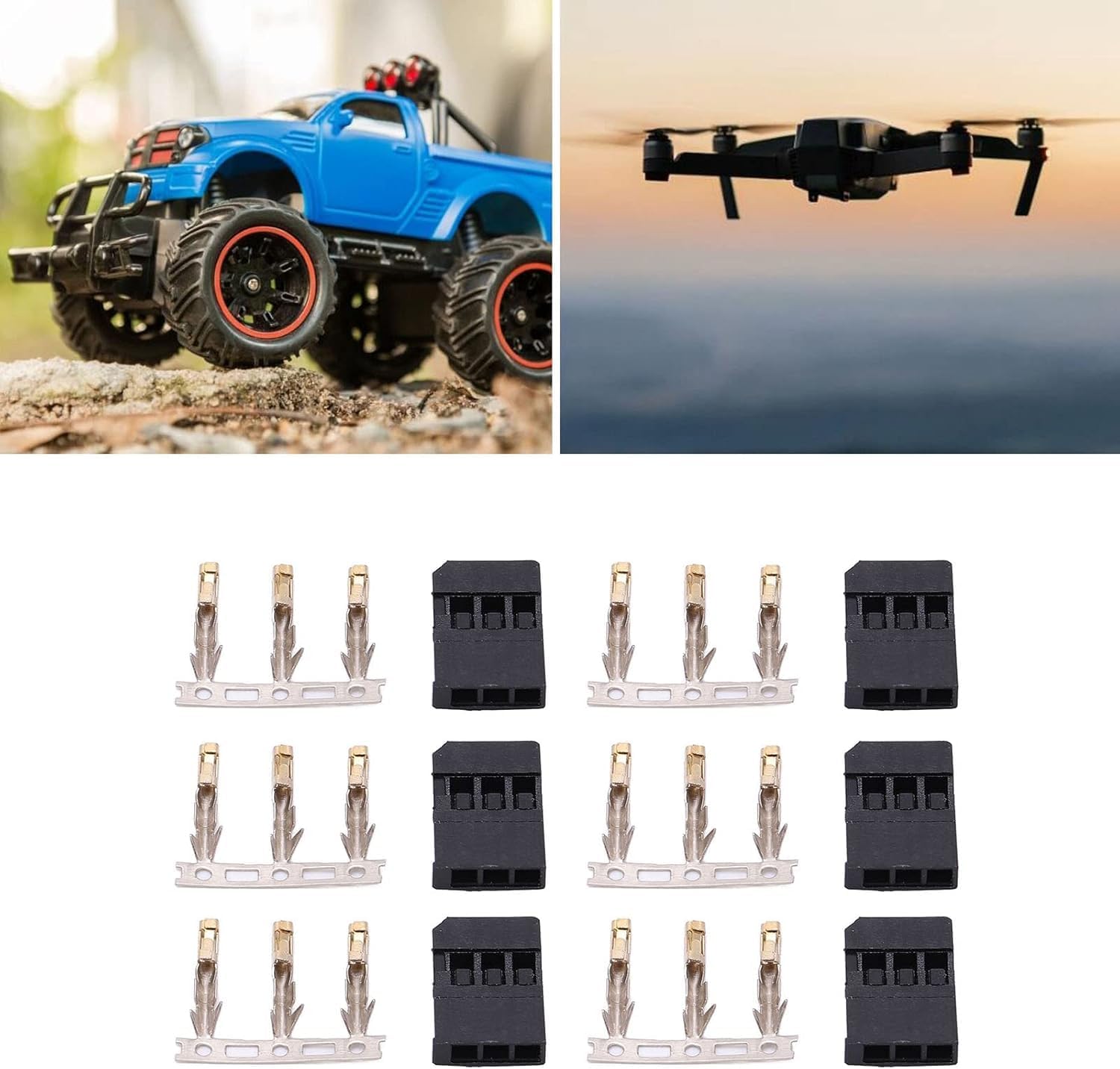 100 Sets of Terminal Connectors 3 Pin Servo Connector Kit Solder to JR Receiver for RC Airplane Model