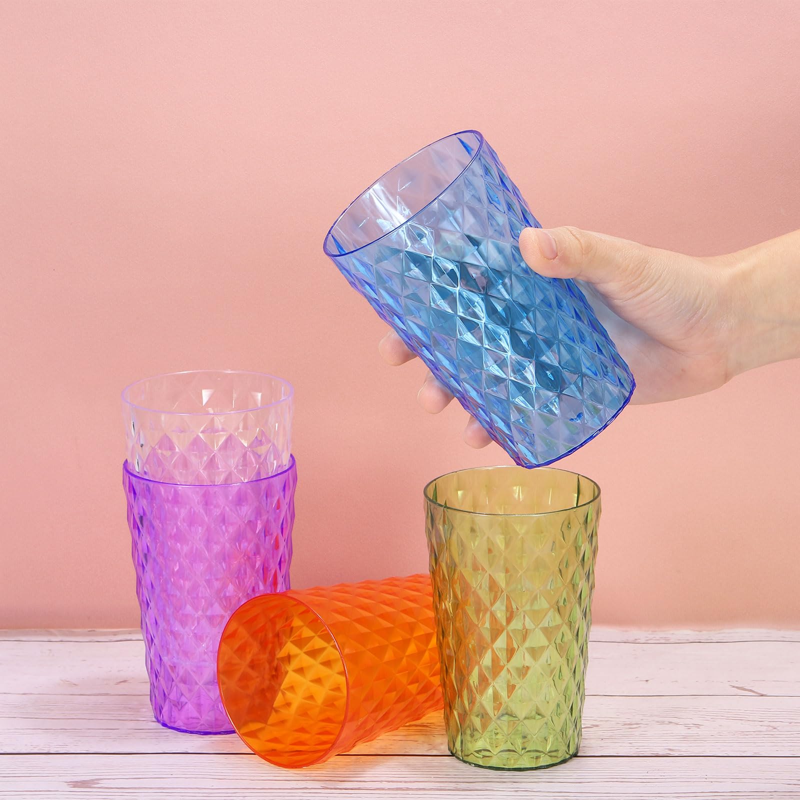 Uxcell Clear Plastic Reusable Drinking Glasses, 5.1oz Ribbed Drinking Glasses Set Plastic Water Cup Unbreakable Stackable Beer Cocktail Water Juice Wh 1 thumbnail image