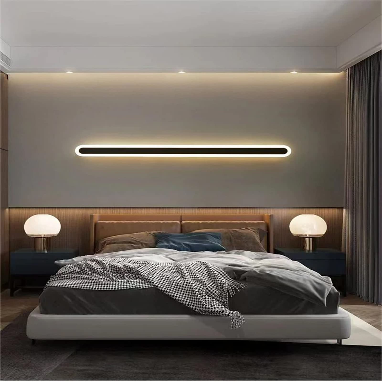 HELCEKOU Nordic LED Linear Wall Sconce Modern Aluminum Light Strip for Bedroom Hallway Stairs100cm 42W Black 3 Colors Sleek Indoor Lighting Solution