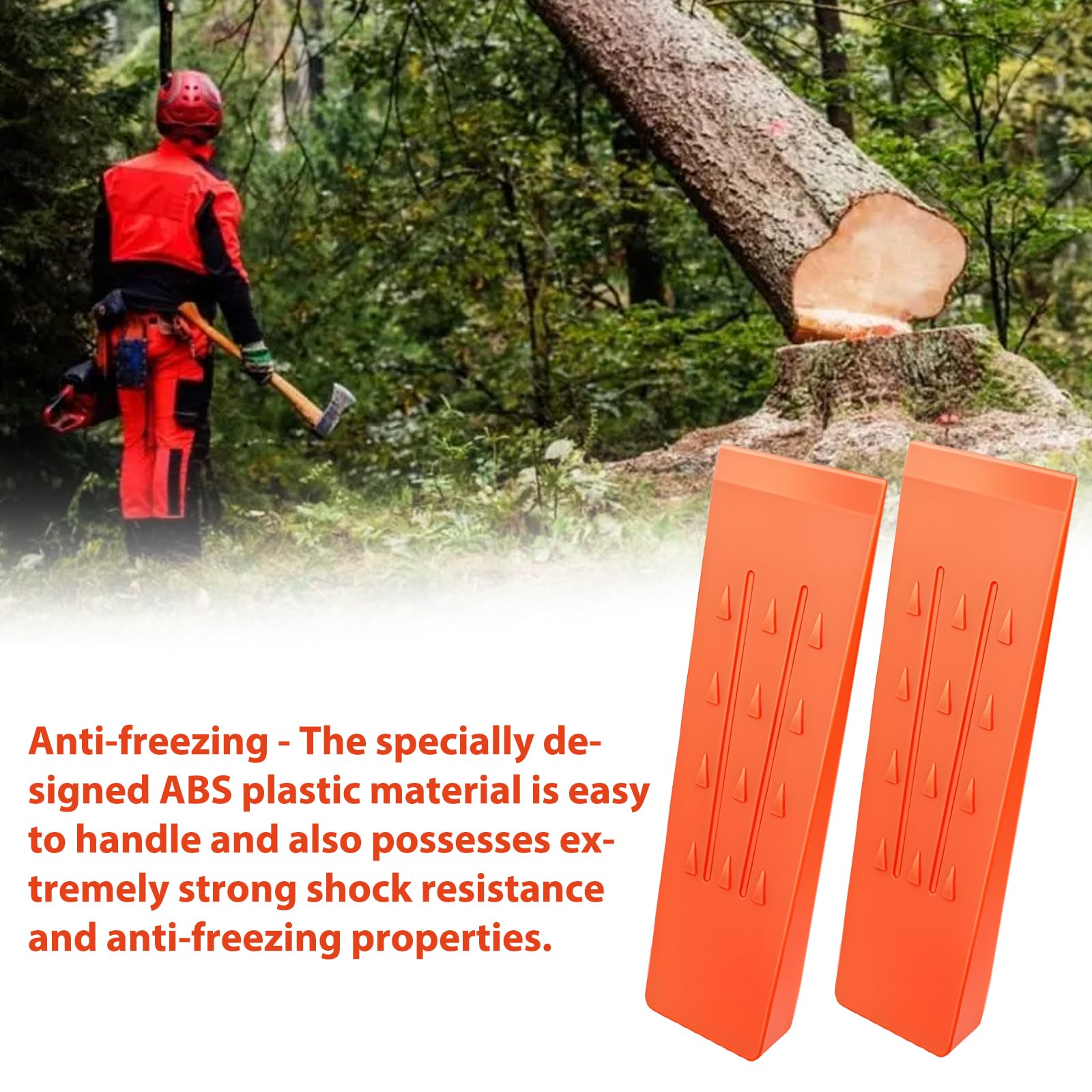 Lot de 5 cales d'abattage : cales en plastique antidérapantes avec barbillons, écailles et grain profilé, pour tronçonneuses de 6/8", cales forestières, cales d'arbre pour abattage contrôlé des
