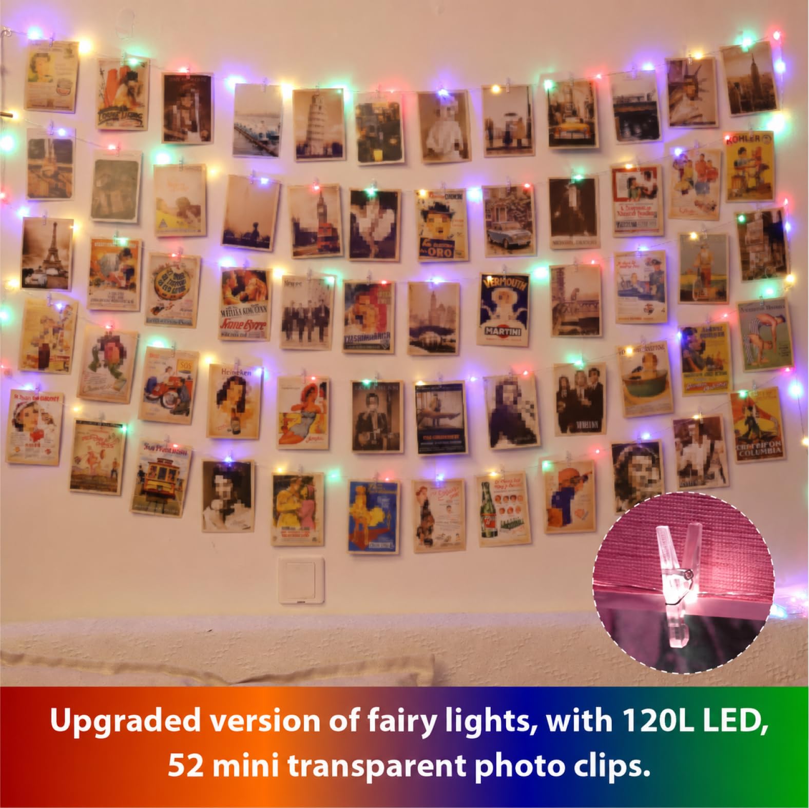 120LED Fairy String Light con Clips-Multicolor