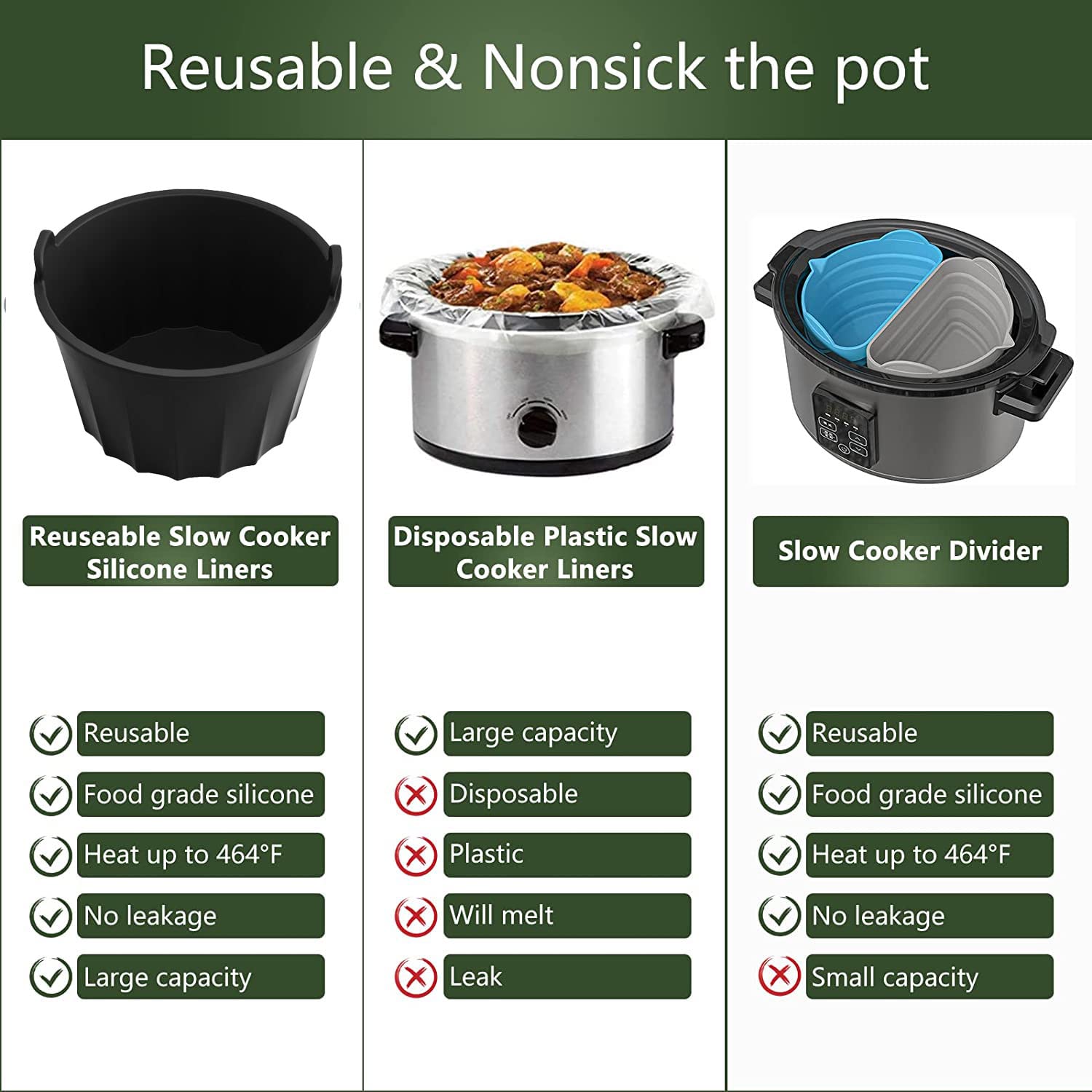 Fodera In Silicone Per Pentola A Cottura Lenta - Riutilizzabile, Lavabile In Lavastoviglie, Per 6-8 Quarti - Foto 8