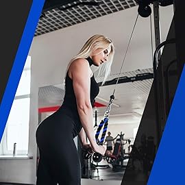 Yes4All Deluxe Tricep Rope Pull Down - 27 and 36-inch Rope Length, Easy to Grip & Non Slip Cable Attachment (Blue/Black - 27inch)