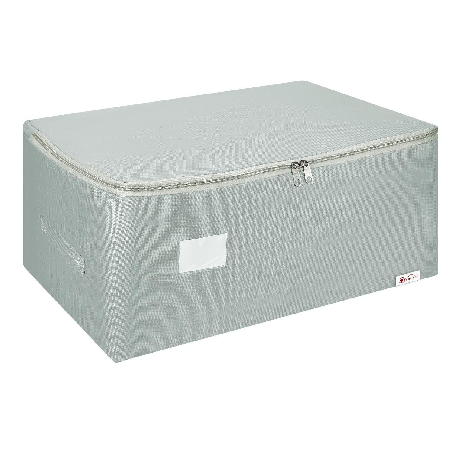 Vinsani Light Grey - 1 Piece 1Pk Storage Bags Organiser 105L Huge Capacity Double Zipper Card Markings Strong Handles Moisture-Proof Underbed Storage Moving Bag For Clothes Toys Beddings Comforter Light Grey