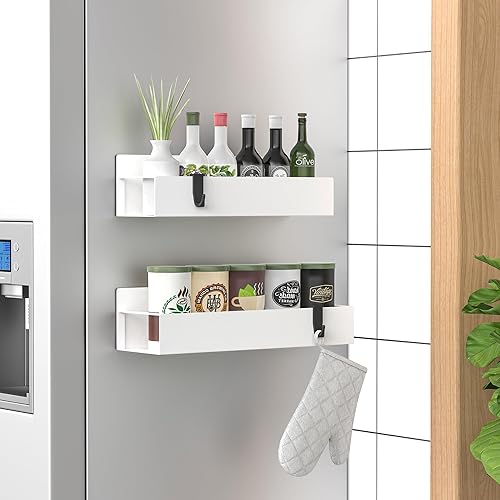 Miniatura 14 de Paquete de 4 Organizadores Magnéticos de Almacenamiento de Especias para Refrigerador y Horno, Organizadores y Almacenamiento Gris para Nevera