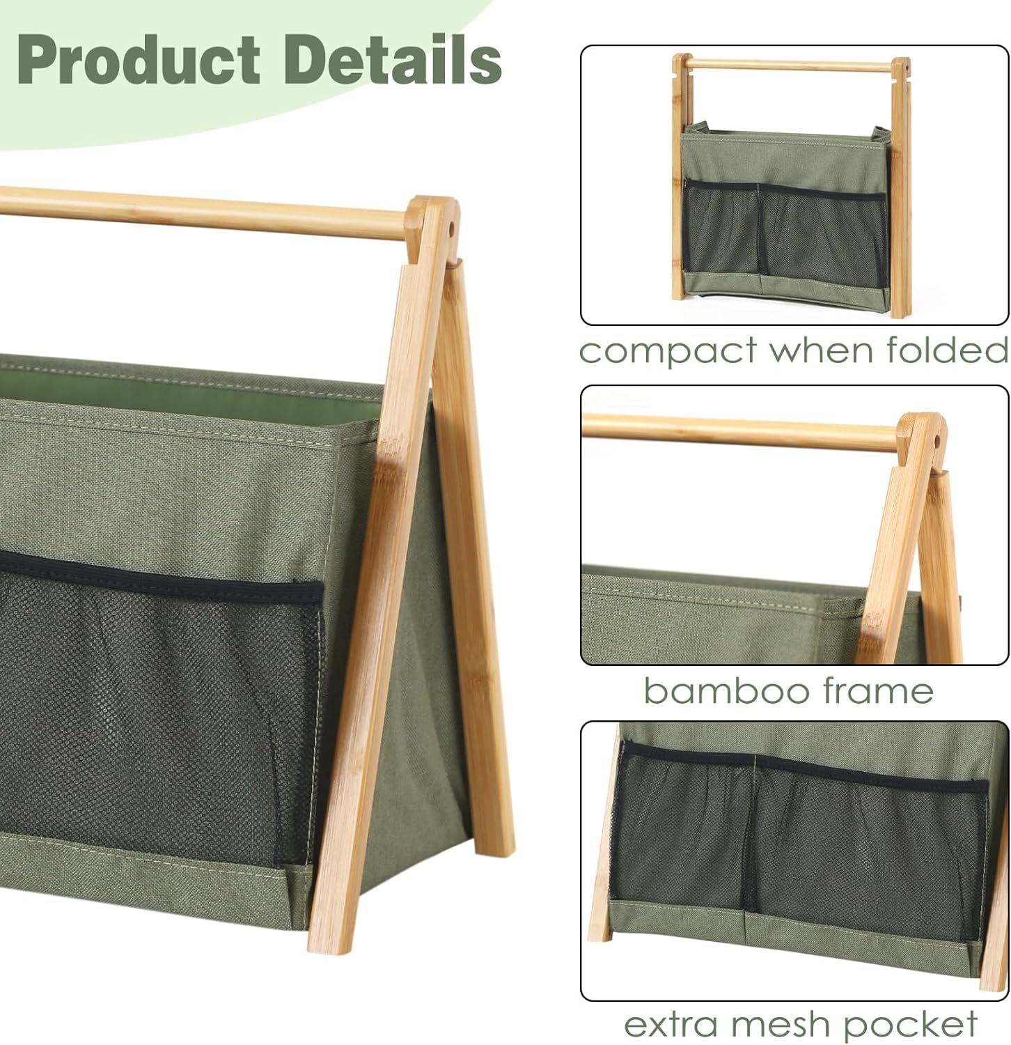 Neateam Portariviste Pieghevole In Bambù - Per Casa E Ufficio, Bianco, Multiuso - Foto 5