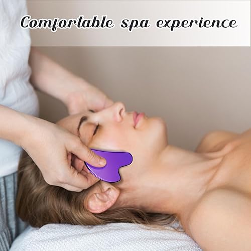 Vista 13 de Nuanchu Herramientas faciales Gua Sha de acero inoxidable, masajeador de drenaje linfático, Guasha para cara, metal Gua Sha, regalos para el cuidado