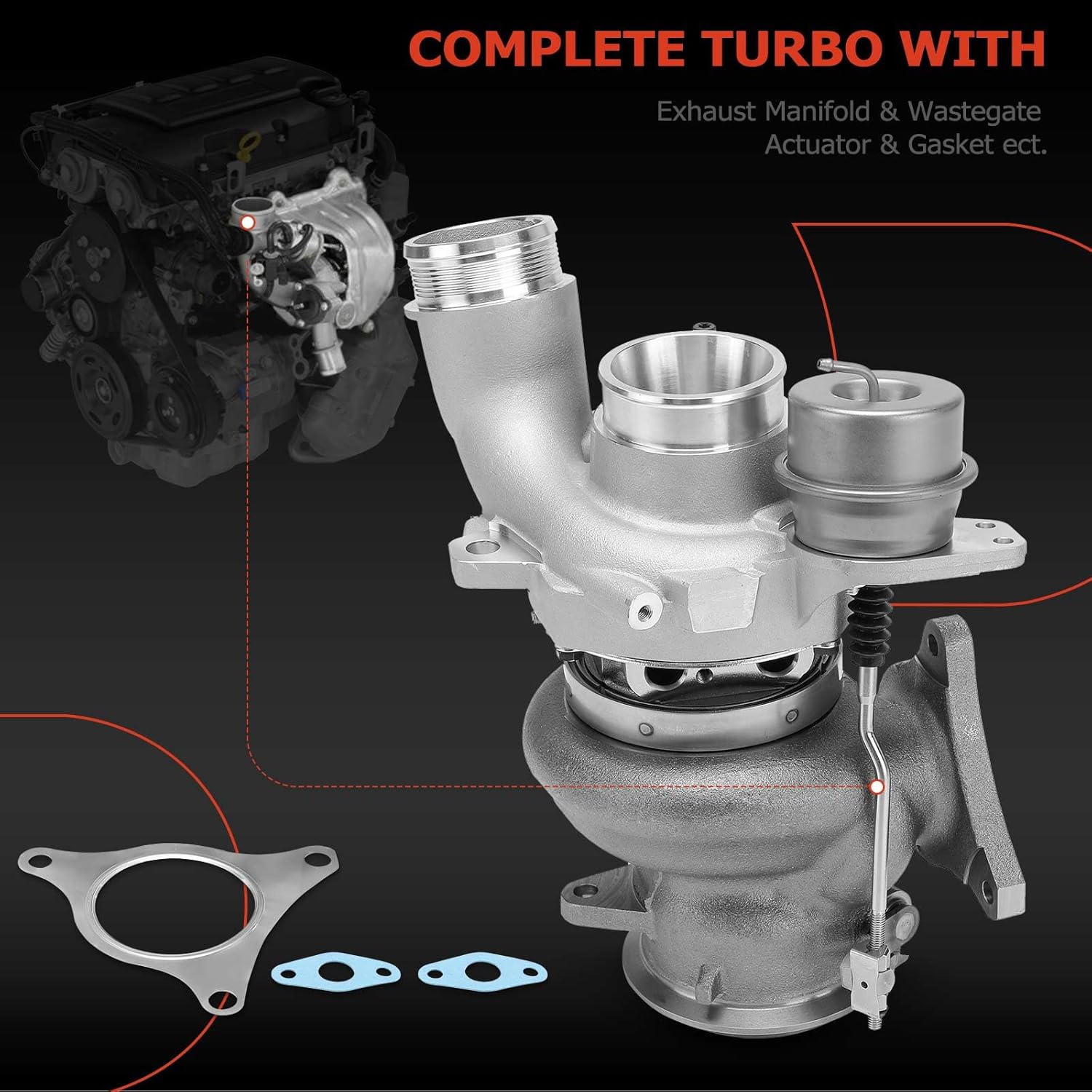 A-Premium B03G Front Complete Turbocharger Turbo Kit with Gasket Compatible with Mercedes-Benz Models - A45 AMG 2014-2018, CLA45 AMG 2014-2022, GLA45 AMG 2014-2019, 2.0L