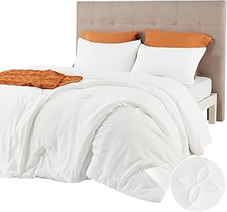 Bedsure Queen Comforter Set White, Soft Prewashed Queen Size Bedding, Quilted Comforter wiht Clover Design, Down Alternative Comforter for All Seasons, 3 Pieces Bed Set with 2 Pillow Shams