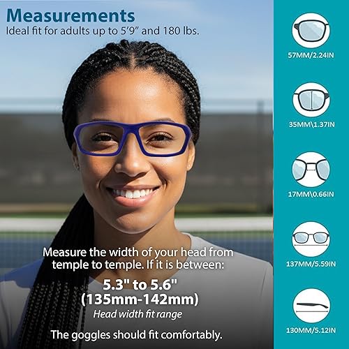 Miniatura 25 de BLUE CUT Gafas de protección deportiva, lentes antiniebla, gafas de seguridad para baloncesto, pickleball y todos los deportes al aire libre Azul