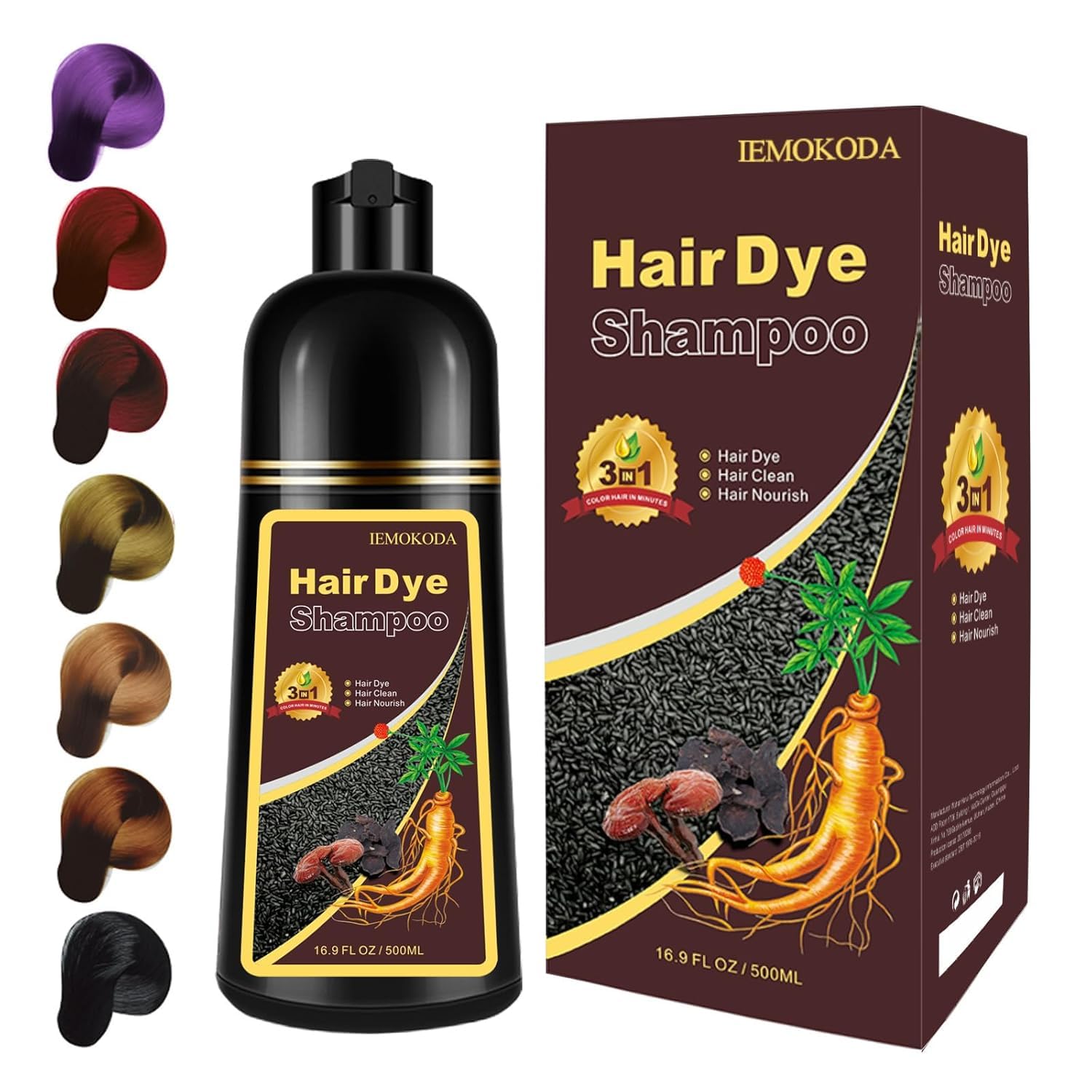 Fedulili Cherry Brown Hair Dye Shampoo 3 In 1, Instant Natural Hair Color for Women & Men Shampoo Hair Dye Para Canas, Root Touch Up for All Hair Types – Easy Application, Lasts 3-4 Weeks, 500ml