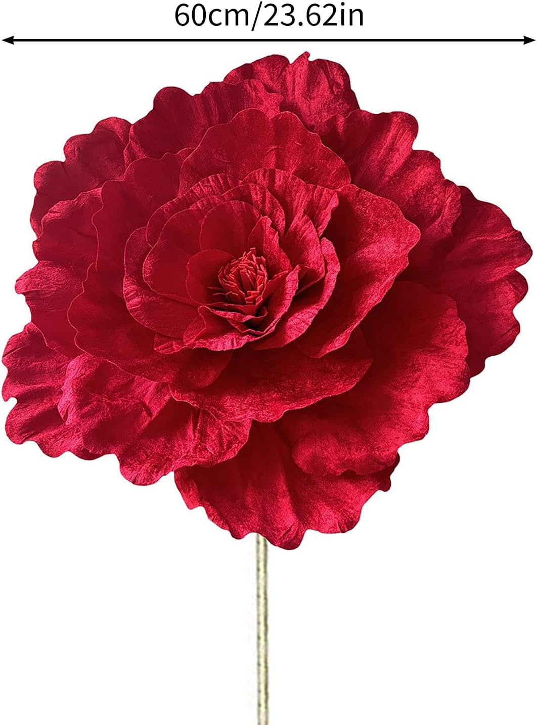 TITA-DONG Giant Rose Flowers for Decoration, Artificial Flowers Velvet Peony Fake Flower Decor, Long Stem Huge Faux Peony Flowers for for Wedding Anniversary Valentine's Day (60cm)