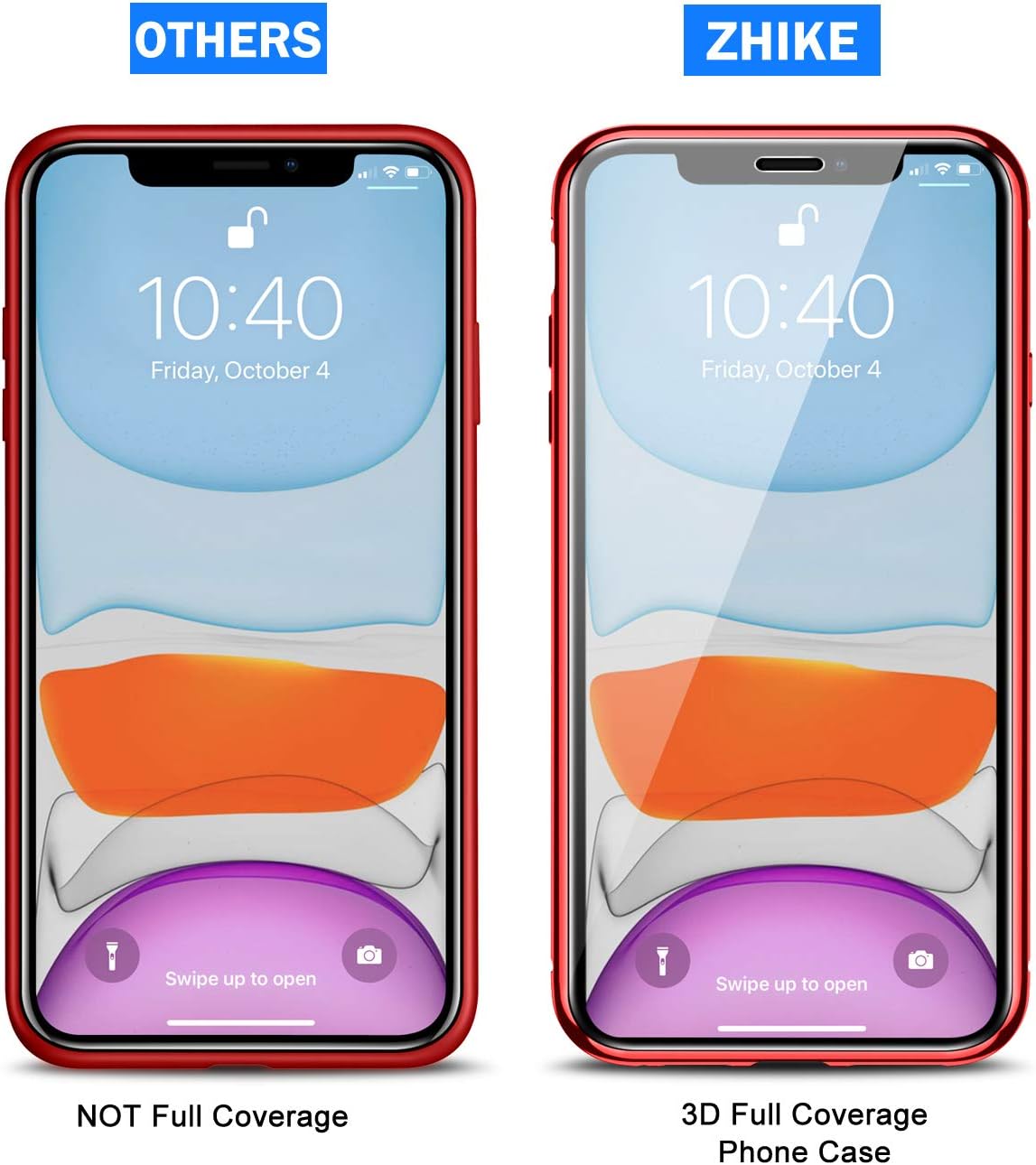 iPhone 11 Case, ZHIKE Anti-Peep Magnetic Adsorption Case Front and Back Tempered Glass Full Screen Coverage One-Piece Design Flip Privacy Cover for Apple iPhone 11 (Anti Spy-Clear Red)