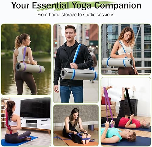 Miniatura 8 de Slim Panda Correas para esterilla de yoga para llevar, soporte ajustable para esterilla de yoga, esterilla de yoga (esterilla de yoga no incluida)