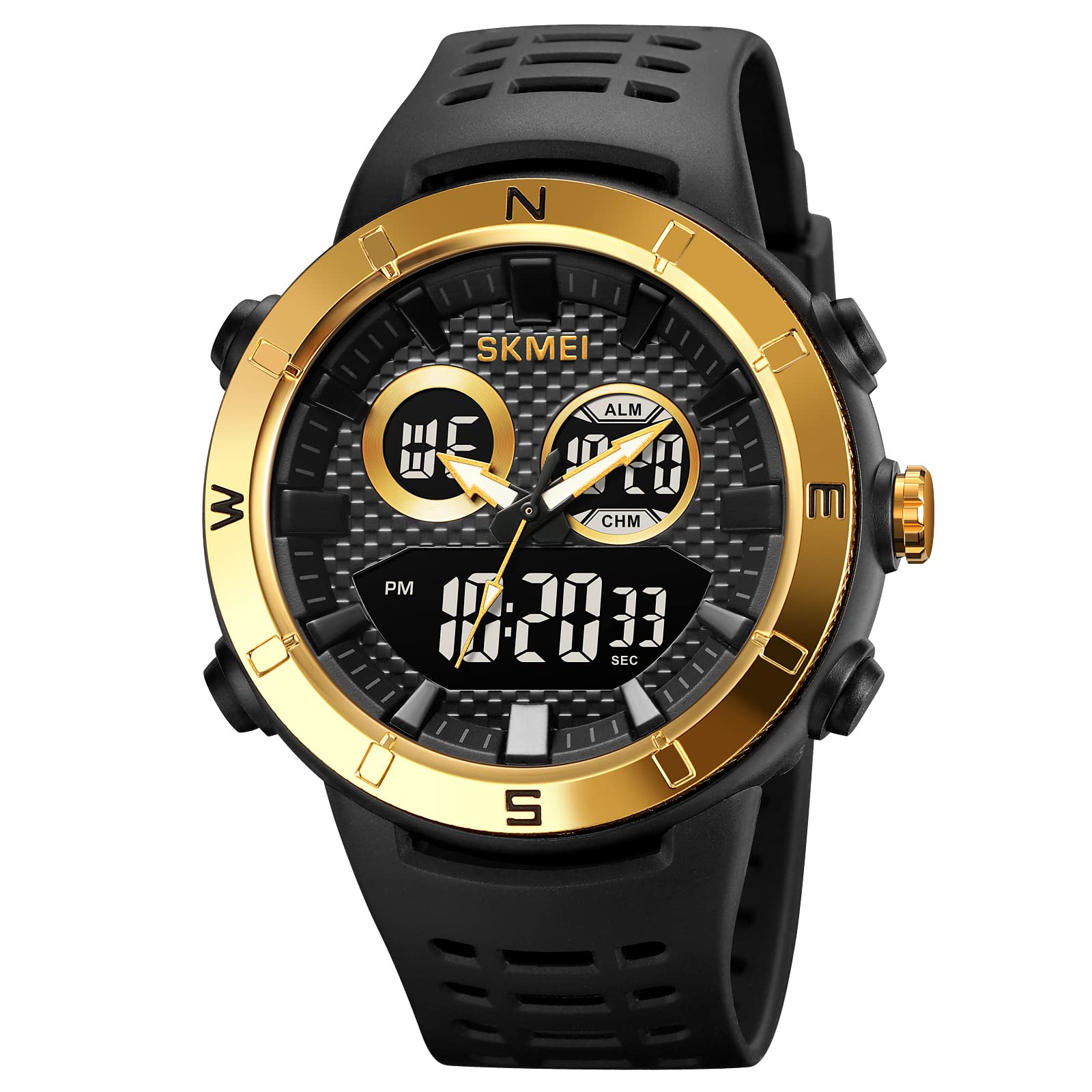 SKMEI Men’s Digital Sports Watch, LED Round Large Face Analog Quartz Wrist Watch with Multi-Time Zone Waterproof Stopwatch 2014 (B0C3DFW3RN) Amazon Price History, Amazon Price Tracker