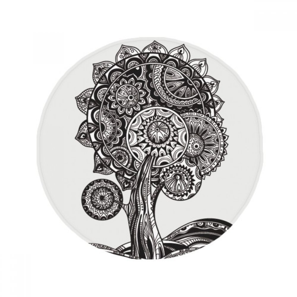 Tapis de sol pet tournesol noir et blanc antidérapant rond 50x50cm pour salon