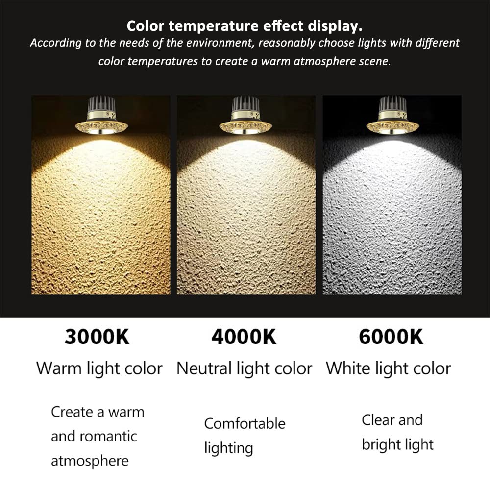 8 sztuk, 3-calowe reflektory LED do zabudowy z mosiądzu, 6 W, 8 W, 10 W, 12 W, 14 W, lampa bulajowa, spot wafli, lampa panelowa bez ramy, 3 kolory do wyboru – 14 W – 3000 K