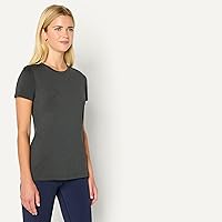Vista 69 de Yaxa Essentials Camiseta de manga corta con cuello redondo para mujer, de secado rápido, para entrenamiento, gimnasio, paquete múltiple Tinte
