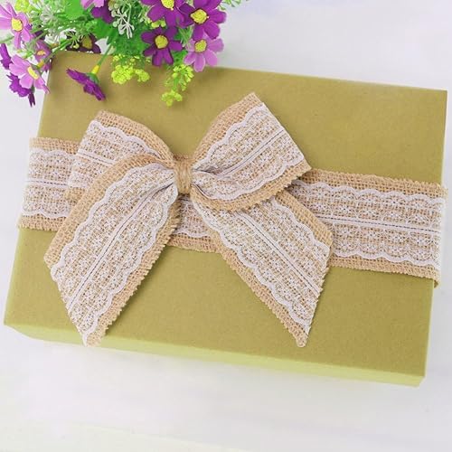 Miniatura 3 de DECORA 10 yardas de cinta de arpillera natural con lazo para moño 2 pulgadas de ancho