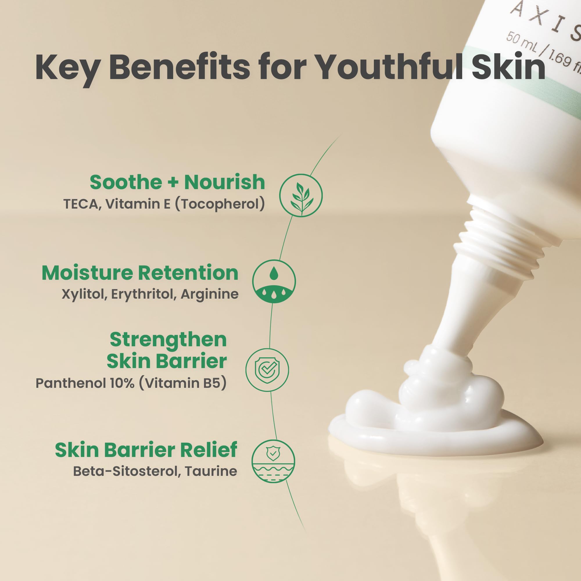 AXIS-Y Panthenol 10 Skin Smoothing Shield Cream Crème Hydratante Quotidienne Pour Le Visage Crème Barrière Pour Une Hydratation Et Un Apaisement Longue Durée 1,69 Oz Liq.