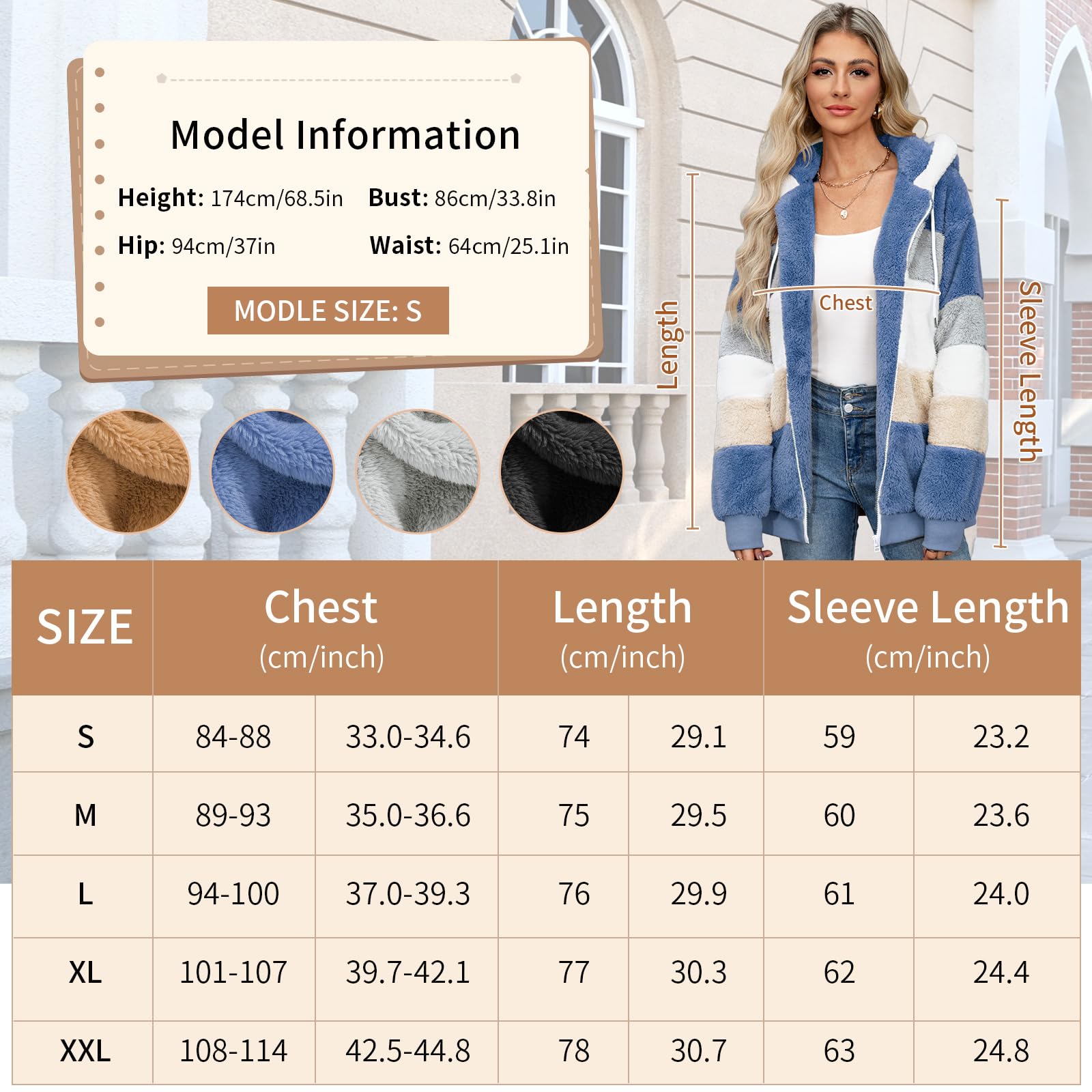 Yuson Girl Sudadera con Capucha para Mujer Invierno Cremallera Abrigo Cálido Sherpa Forrado Chaqueta Fleece Cárdigan Caliente y Esponjoso Tops Suave Manga Larga Hoodie con Bolsillo
