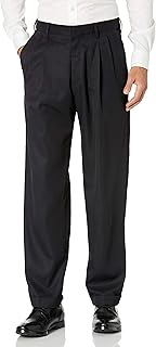 Haggar Men's Mynx Gabardine Pleat-Front Dress Pant with Hidden Expandable Waist