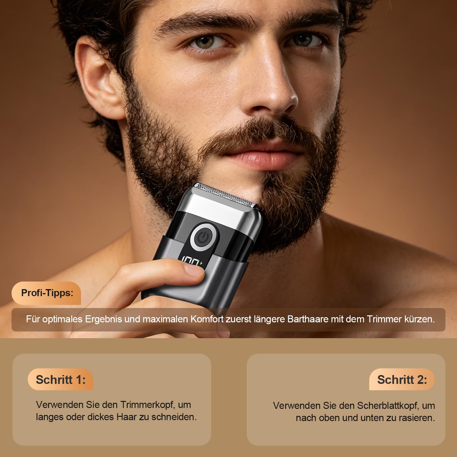 Elektrisch Folienrasierer Herren, Tragbarer USB Mini Rasierer mit LED-Display, Elektrischer Foil Shaver, Mini Rasierer Herren Elektrisch für Gesicht,Bart und Reisen, Schwarz