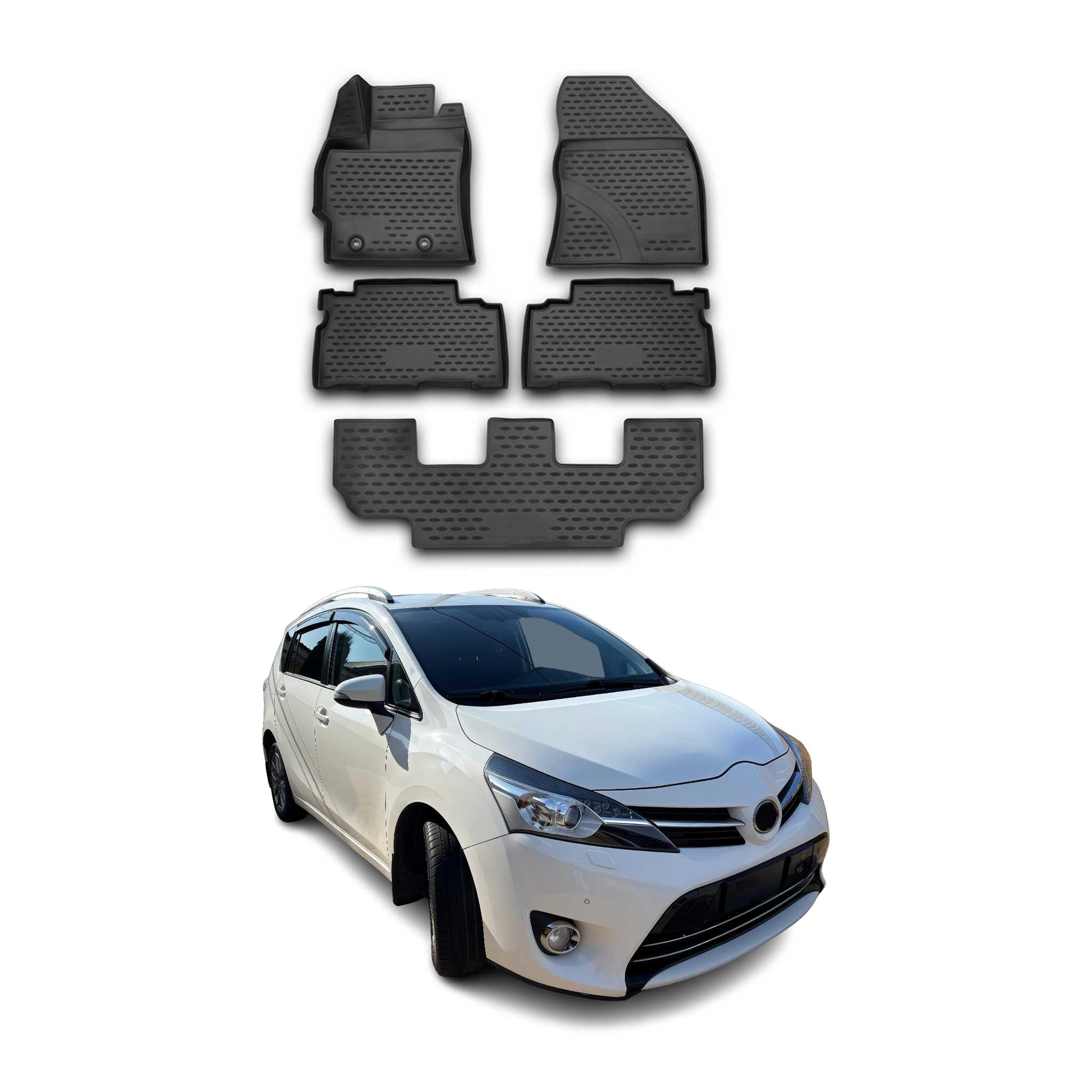 OMAC Alfombrillas de Goma Alfombrillas Compatibles con Toyota Verso 2013-2018 TPE Alfombrillas de Coche Negro 5X
