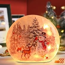 Vigdur Lighted Christmas Snowman Lamp, Hand Painted Glass Snowman Night Light Plug in, Snowmans Christmas Decorations for Xmas Bedroom Party Holiday D&eacute;cor(6.7inch)