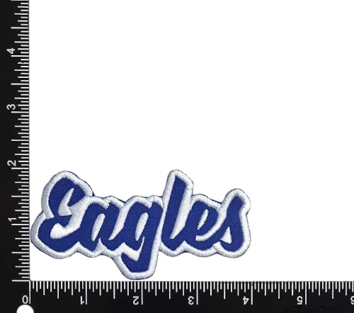 Miniatura 6 de (2 x 4 pulgadas) Eagles, espíritu de equipo, bordado, parche para planchar (sarga blancacontorno verde)