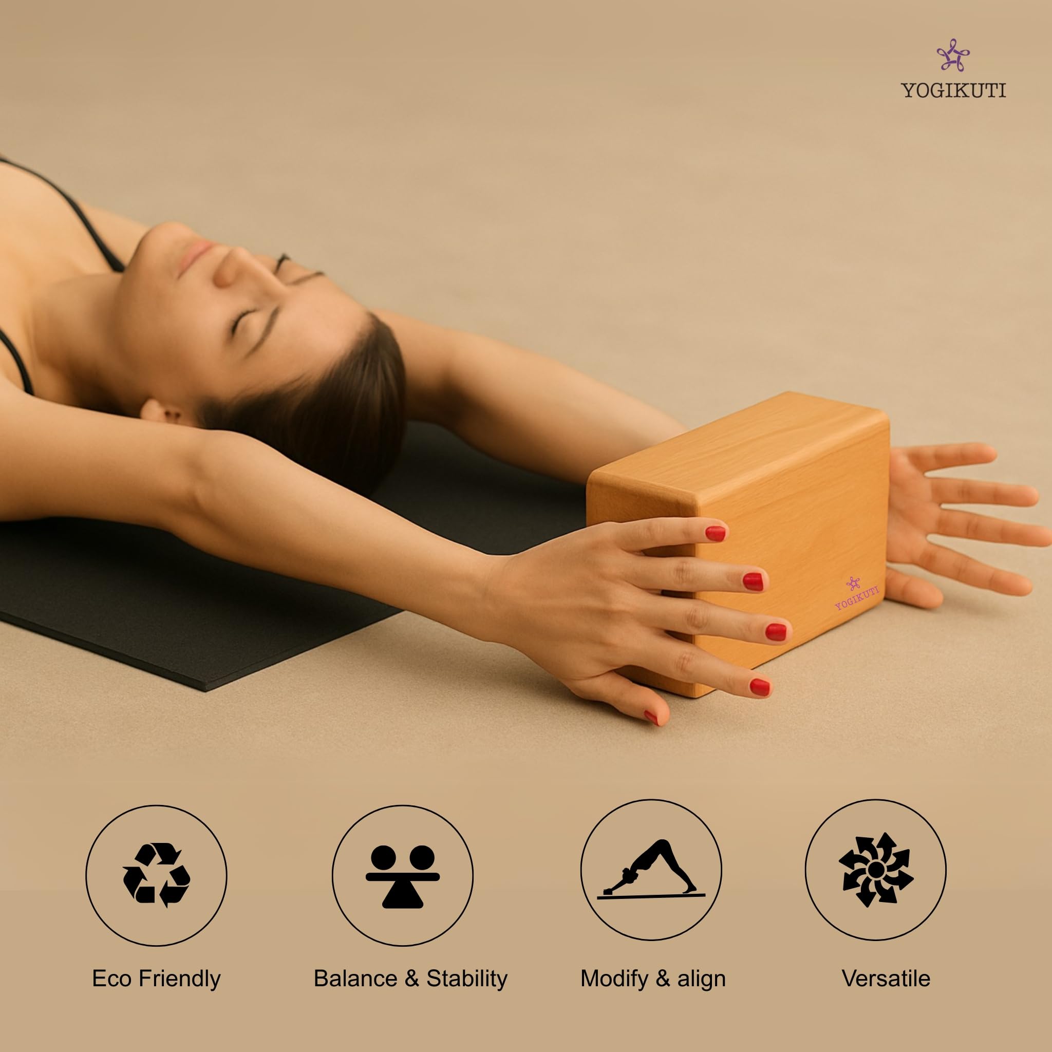 Amazon | Yogikuti プレミアムソリッド木製ヨガブロック(2個セット