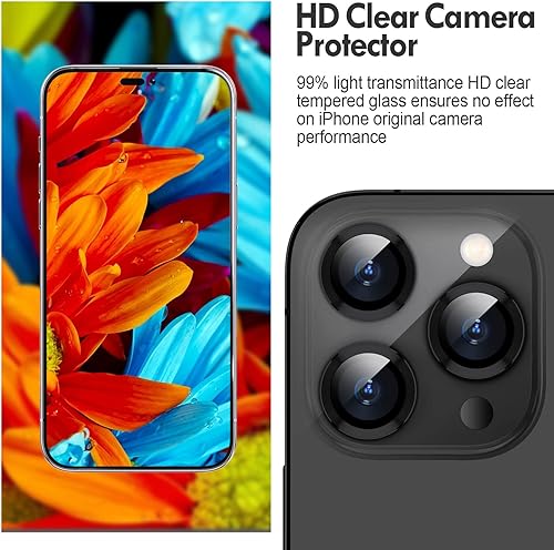 Miniatura 4 de Xfilm Protector de lente de cámara para iPhone 14 ProiPhone 14 Pro Max dureza 9H protector de anillo de diamante individual de metal a prueba de