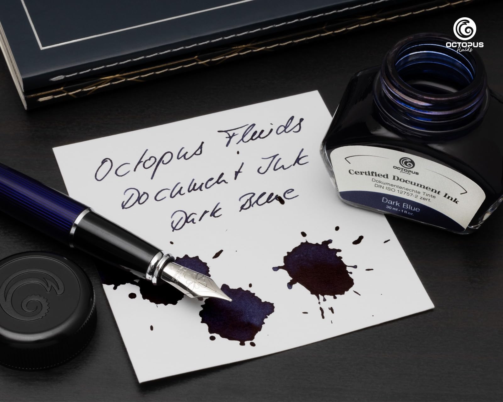 Inchiostro per documenti Dark Blue, convertitore, cert. DIN ISO 12757-2, 30ml | Inchiostro indelebile con convertitore di inchiostro, per riempire penne stilografiche con sistema di cartucce e convertitore