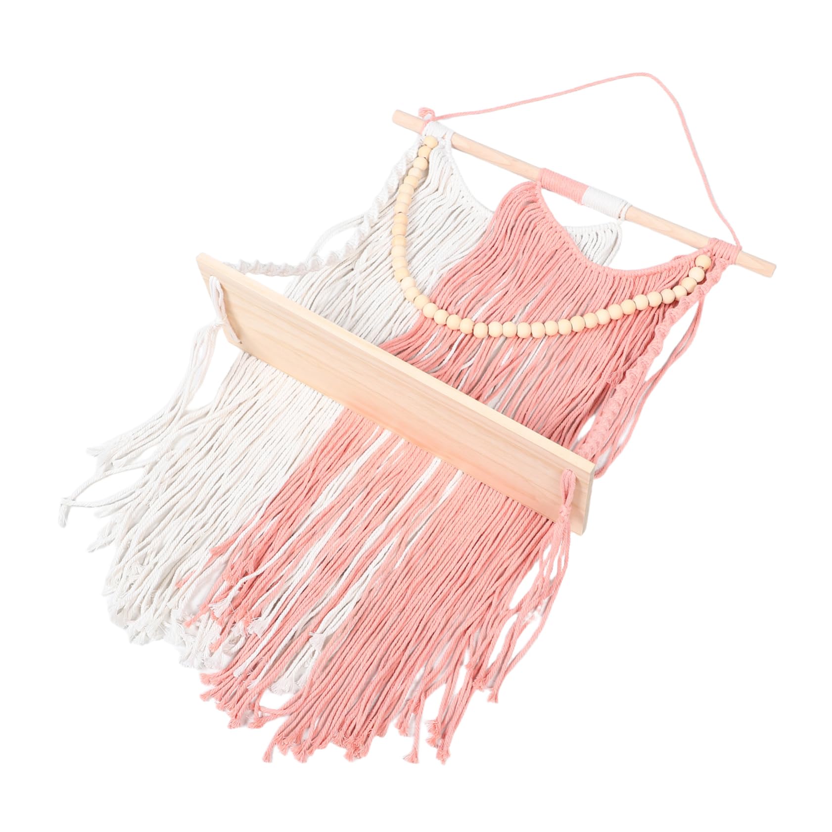 BUGUUYO Hanging Macrame Decor with Tassel Handmade Wall Art Shelf for Boho Aesthetic Decorative Plant Holder for Indoor Outdoor Display Expertly Crafted Tapestry Storage