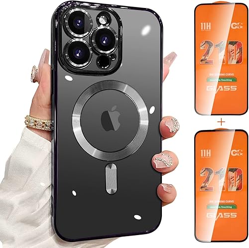 Miniatura 7 de DINGKUAKE Magsafe - Funda para iPhone 14 Pro, funda magnética transparente para teléfono con protector de pantalla y cubierta de cámara, funda