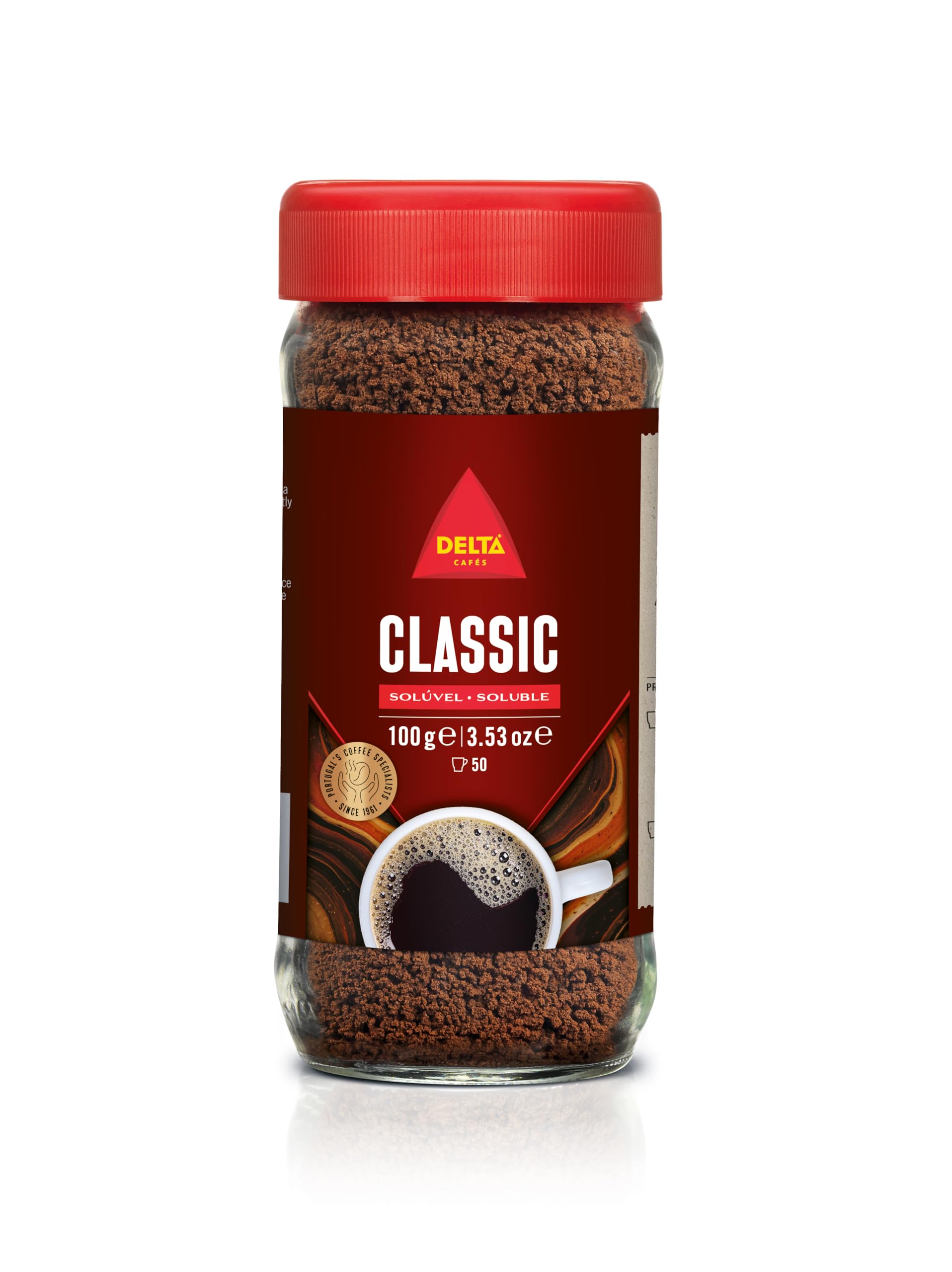 Delta Cafes Instant Coffee, Portugal Coffee, Espresso Instant, Arabica & Robusta in Jar 3.5oz/100g