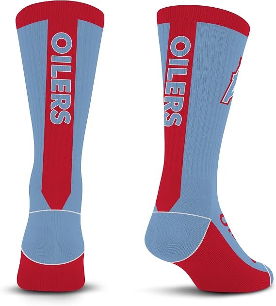 For Bare Feet NFL Classic HOUSTON OILERS MVP Crew Sock Team Color Large