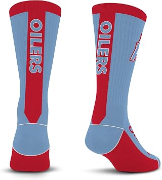 For Bare Feet NFL Classic HOUSTON OILERS MVP Crew Sock Team Color Large