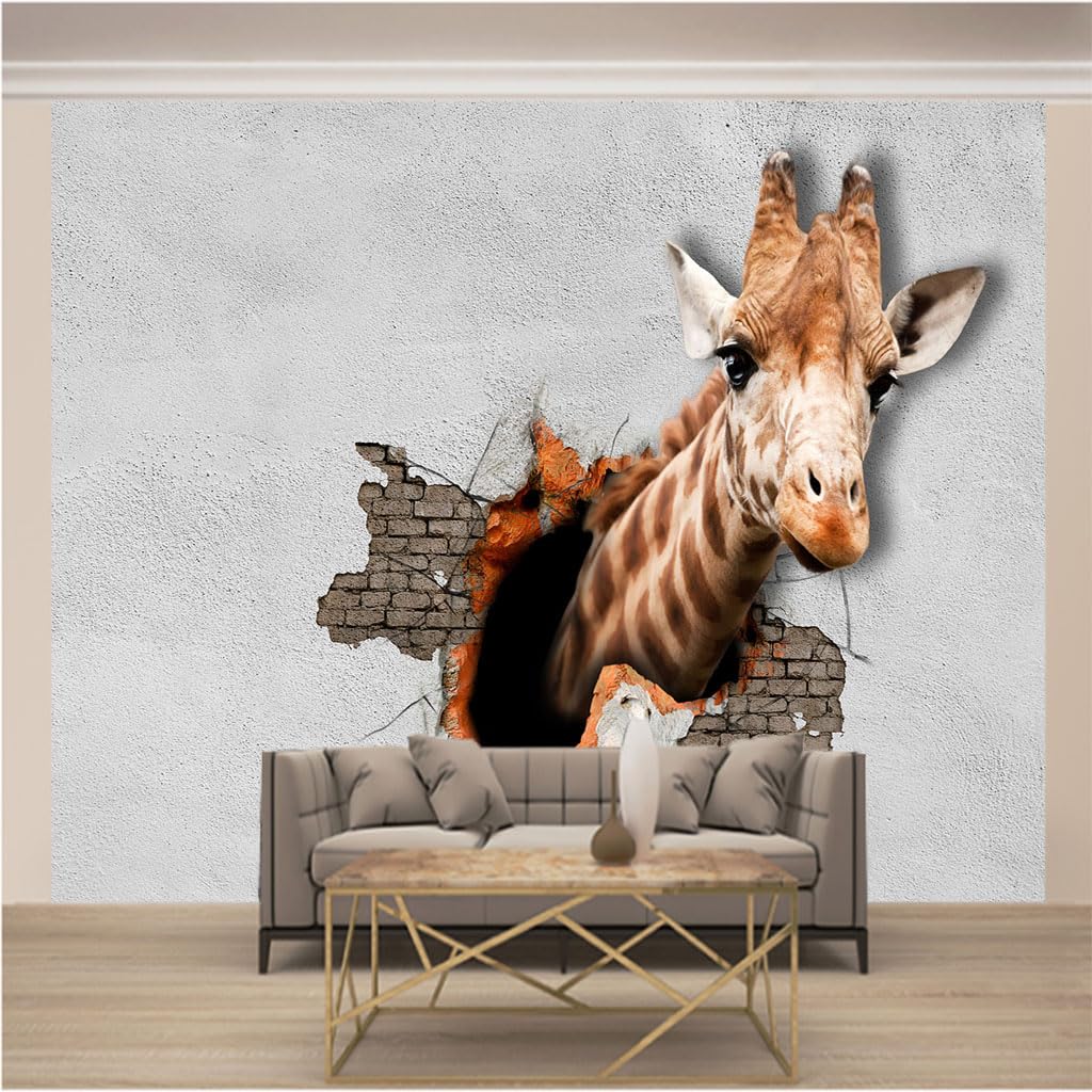 Papier peint panoramique 3D pour chambre adulte et enfant motif girafe