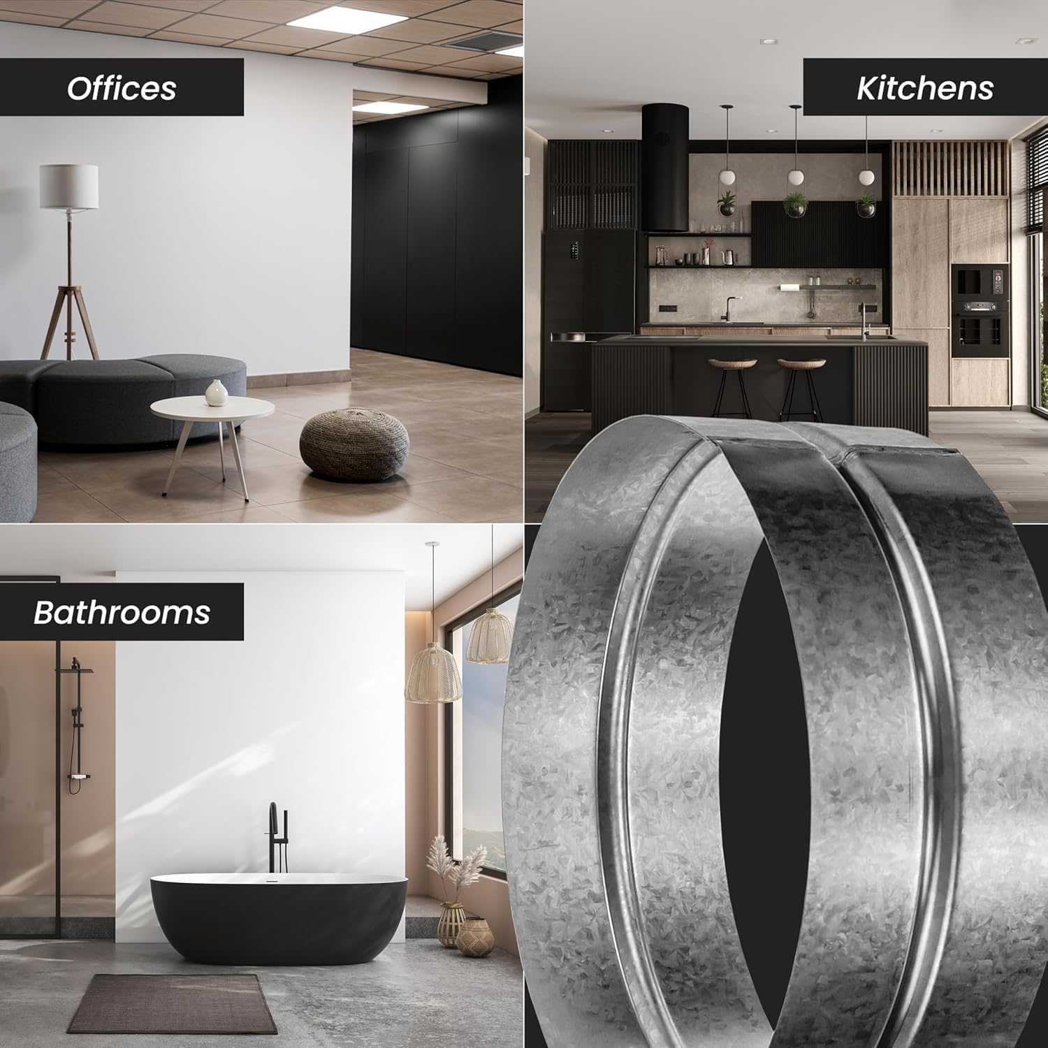 Repa Market Female Fit 12 Inch Galvanized Steel Dryer Duct Connector - HVAC Ducting Metal Vent Extender - 12 inch Duct Connector, Dryer Vent Pipe Coupling, Dryer Vent Coupler, Dryer Hose Connector